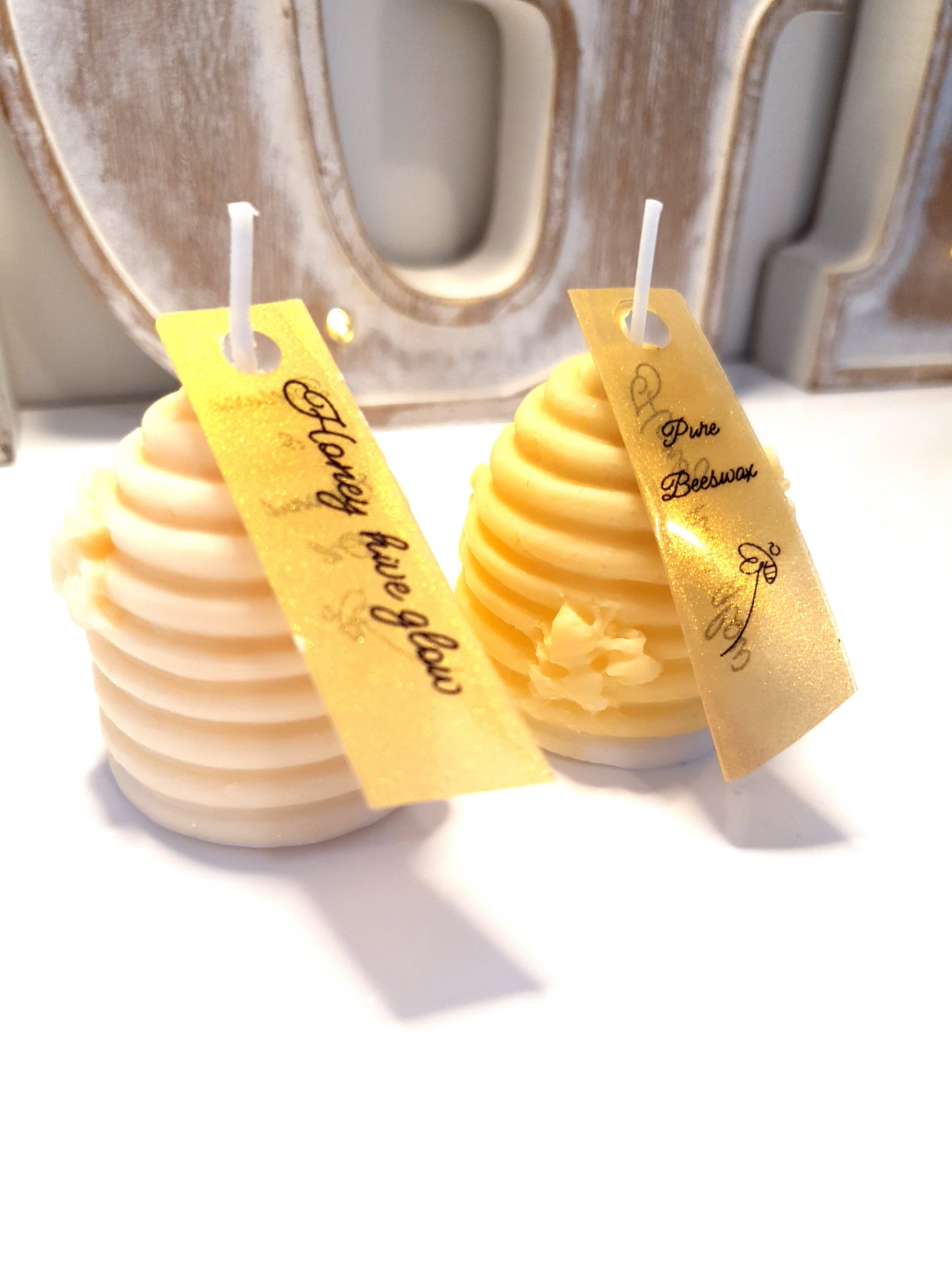 'Honey Hive Glow' Cute Beehive Candle Duo Gift Set.  100% Pure Beeswax.