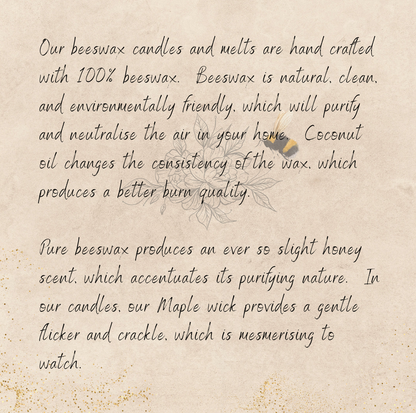 BEE KIND, Beeswax & Coconut Oil hand poured, candle.  160ml, black gloss container.